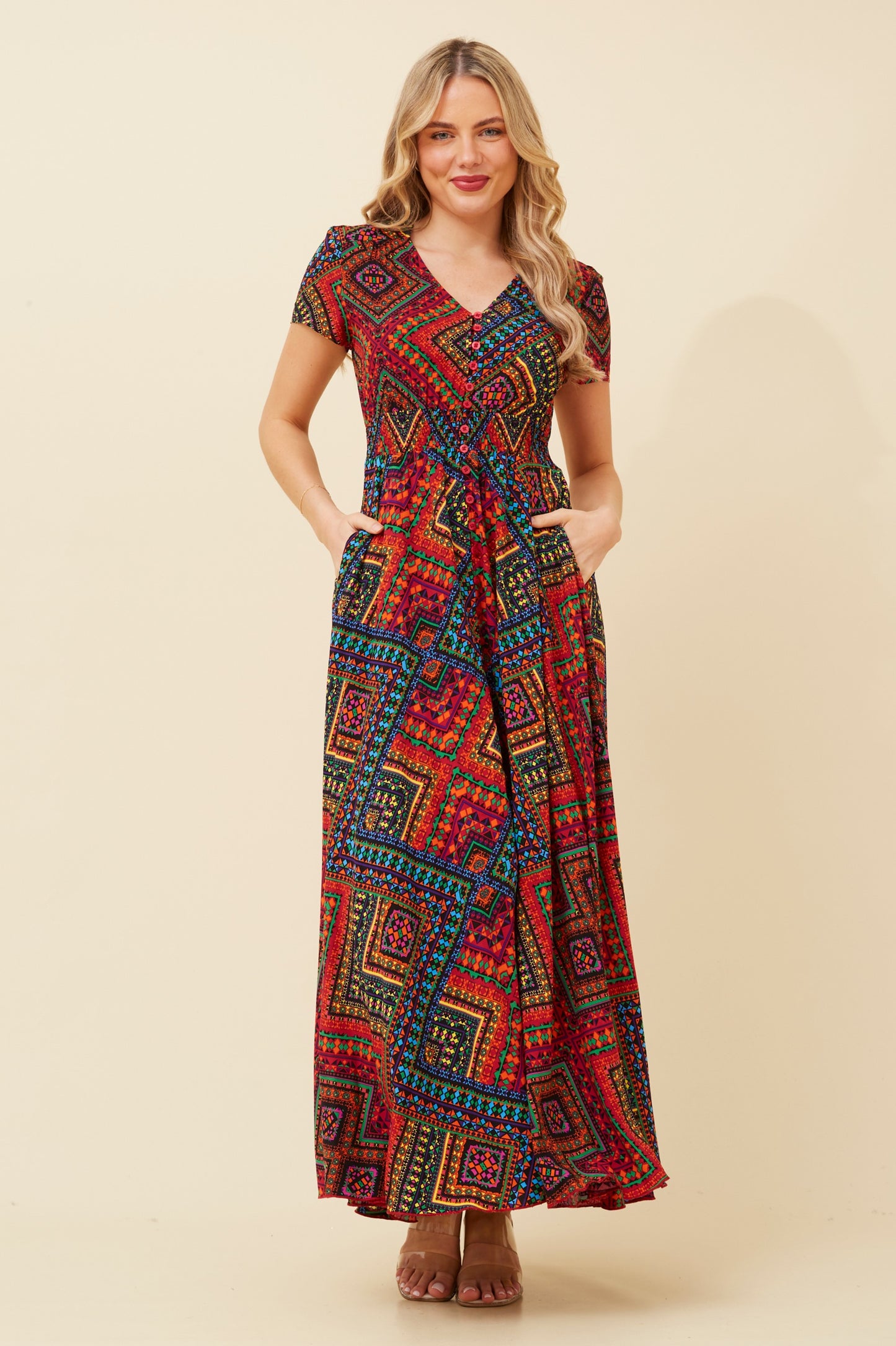 Indi Abstract Printed Maxi Dress - D510081
