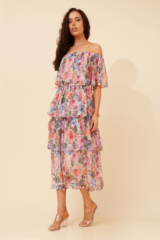 Valena Floral Dress D179881 Multi White