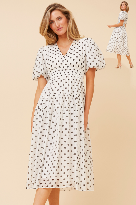 Freya Puffy Sleeves Dress D525599 White
