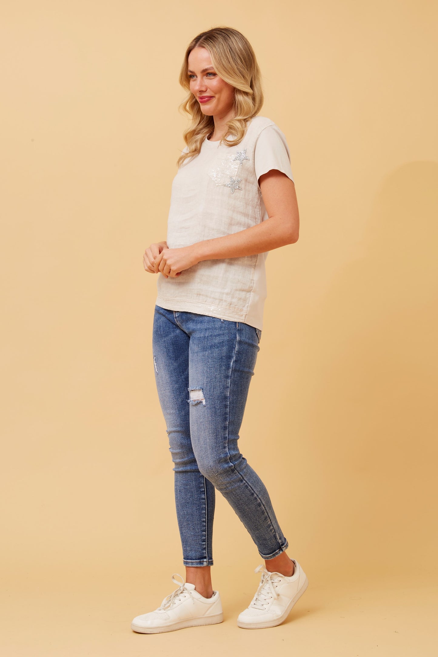 Evania Italian Sequin Star Diamante Top T516798