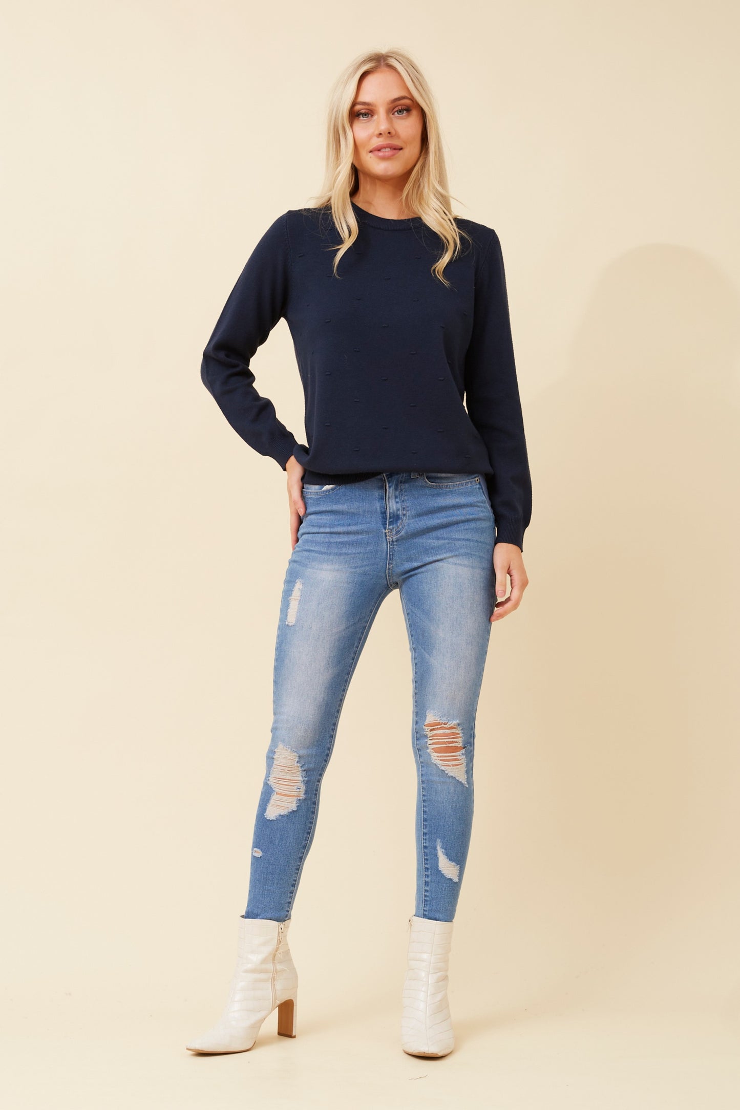 Tilli Dot Pattern Jumper KP522515 Navy