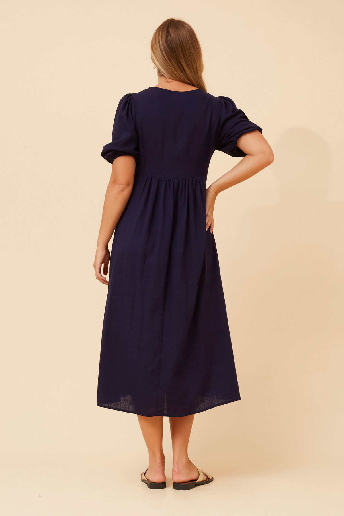 Bonnie Linen Dress D735690 Navy