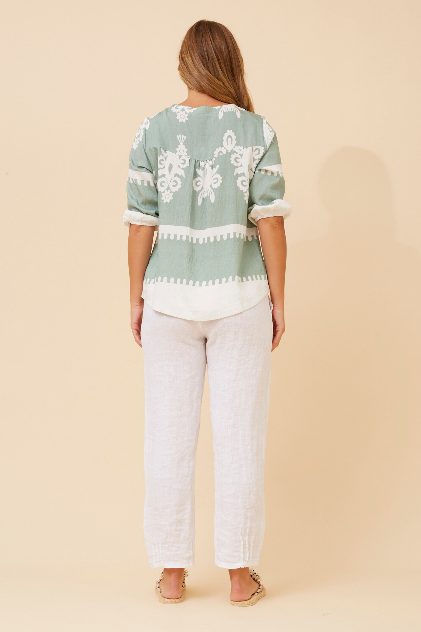 Amara Boho Print Blouse T523165 Sage