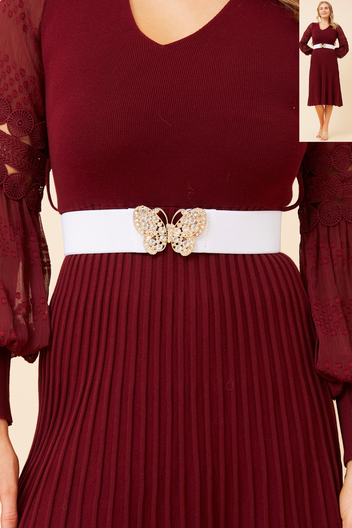 Butterfly Buckle Belt BE524881 White