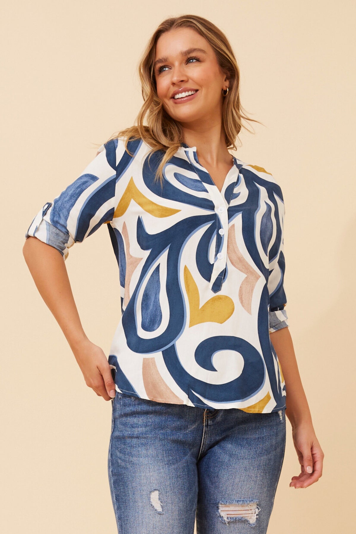 Nadia Blouse T735168 Multi Blue