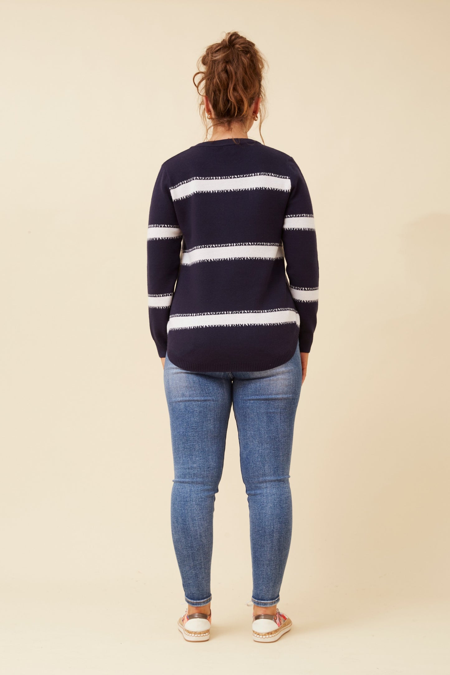 Olivia Stripe Pullover with Diamante Details KP522531 Navy