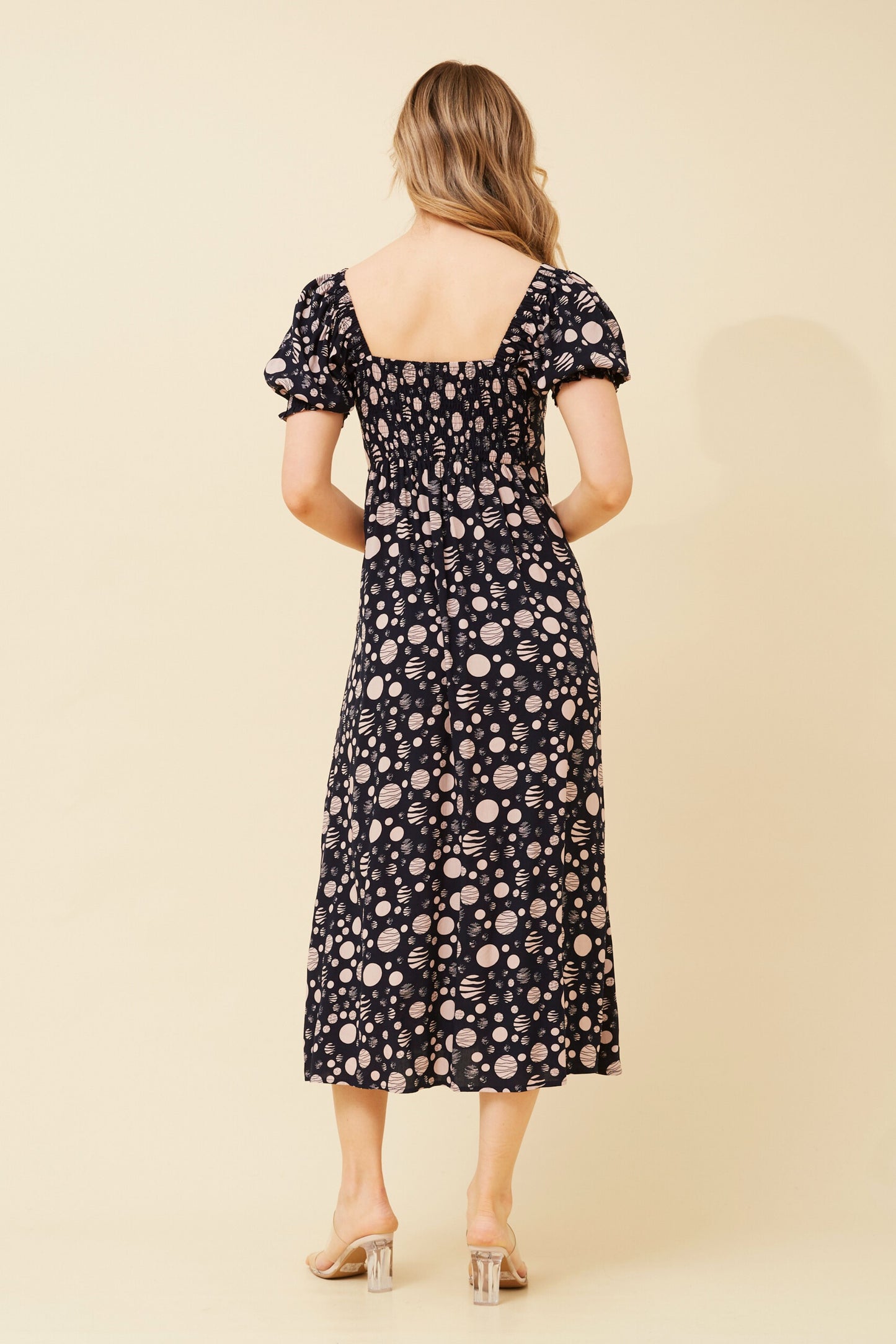 Anne Polka dot Print Dress - Navy D520357