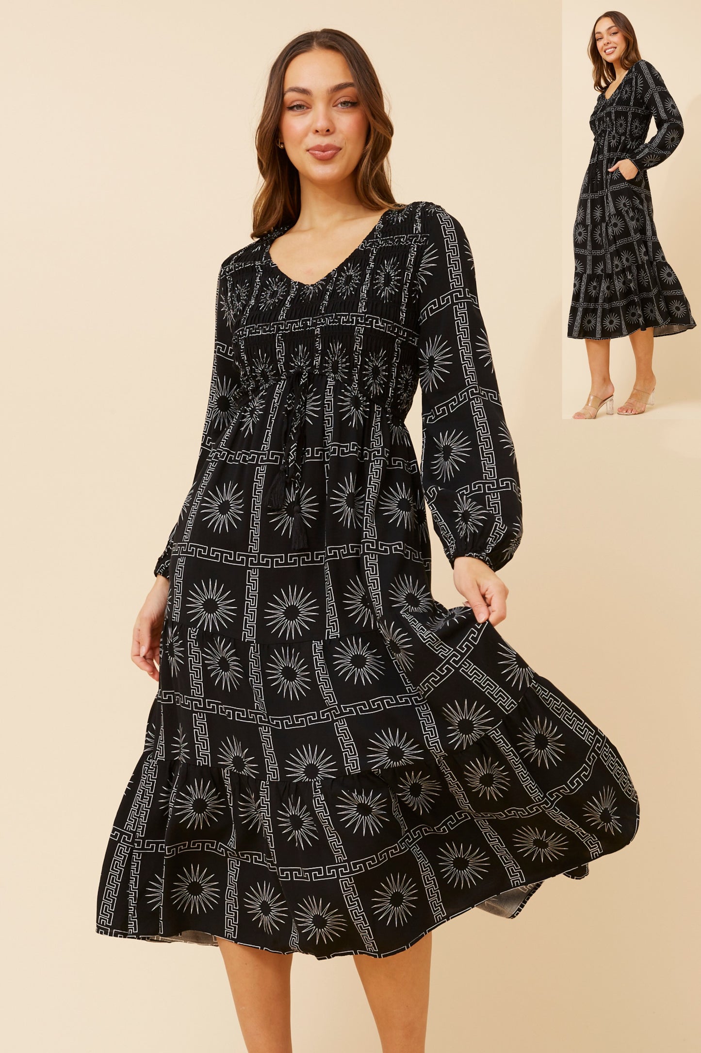 Colette Tiered Dress D734152 Black