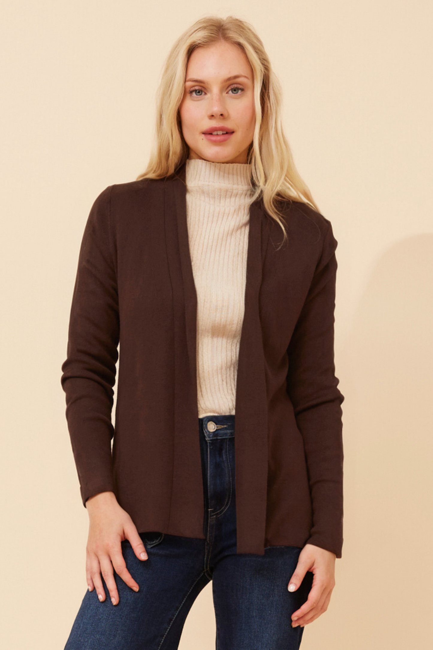 Shawl Collar Cardigan KC521966 Chocolate