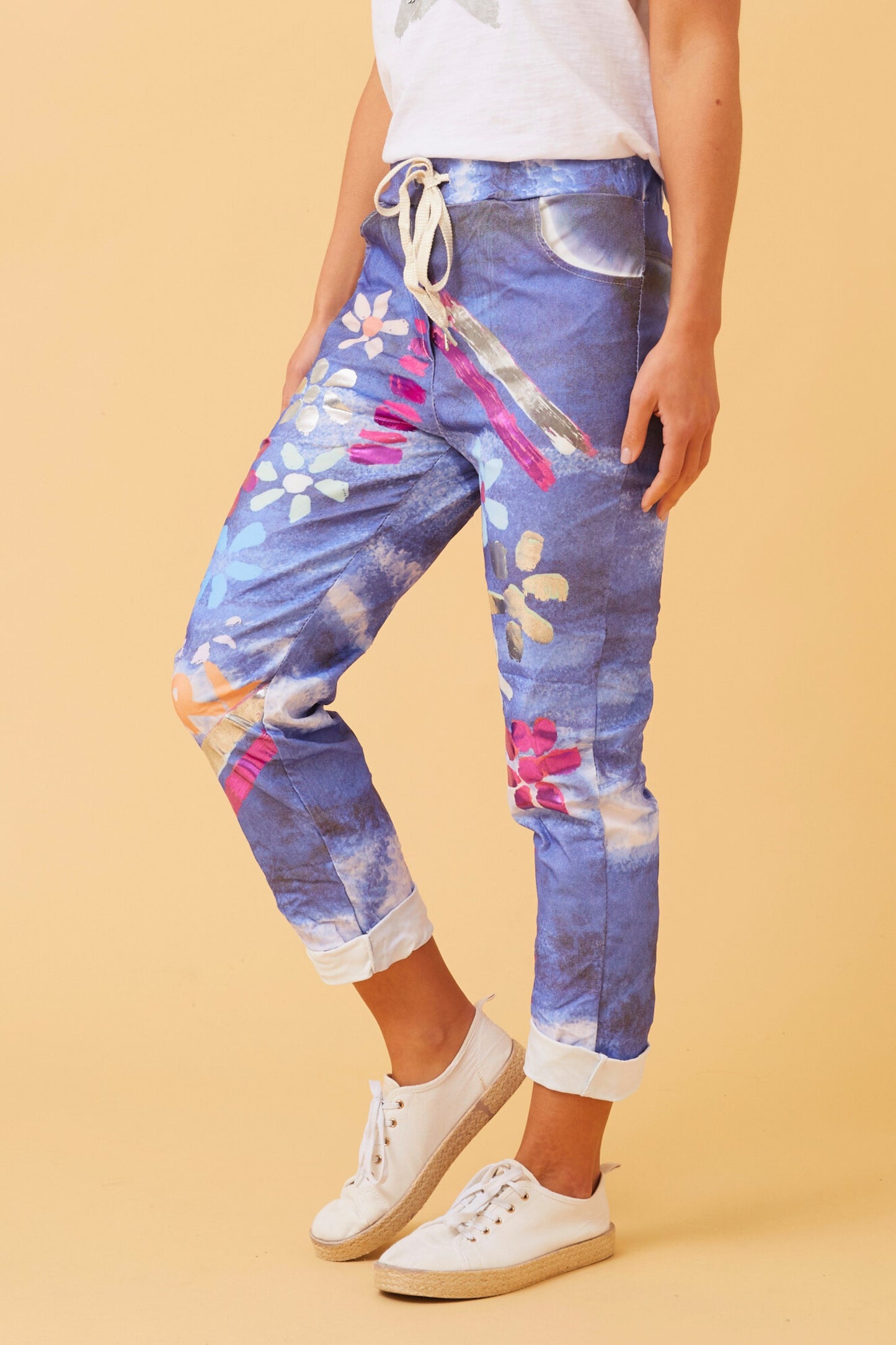 Floral Italian Pant P516173 Navy