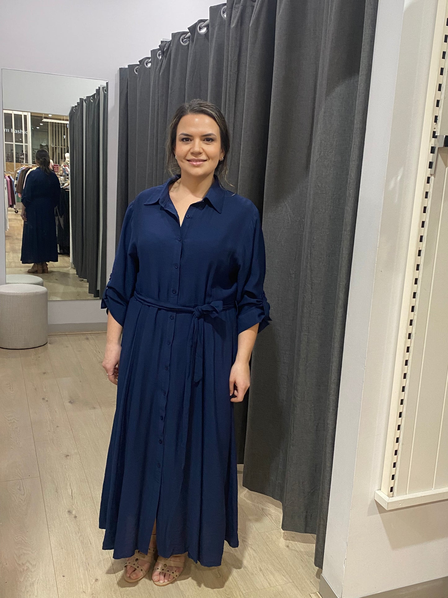 Inea Midi Shirt Dress Navy