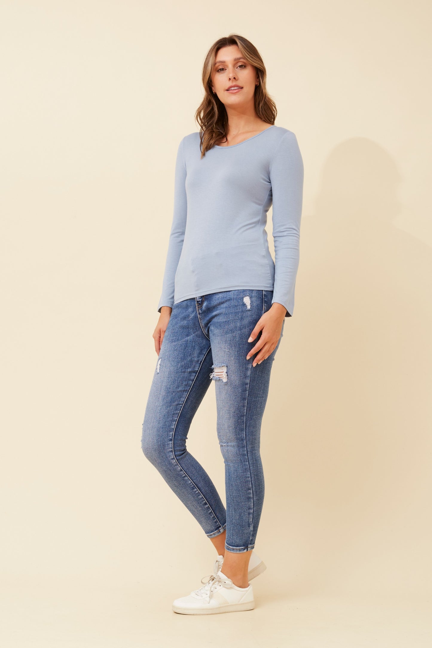 Basic Long Sleeve Top - Denim