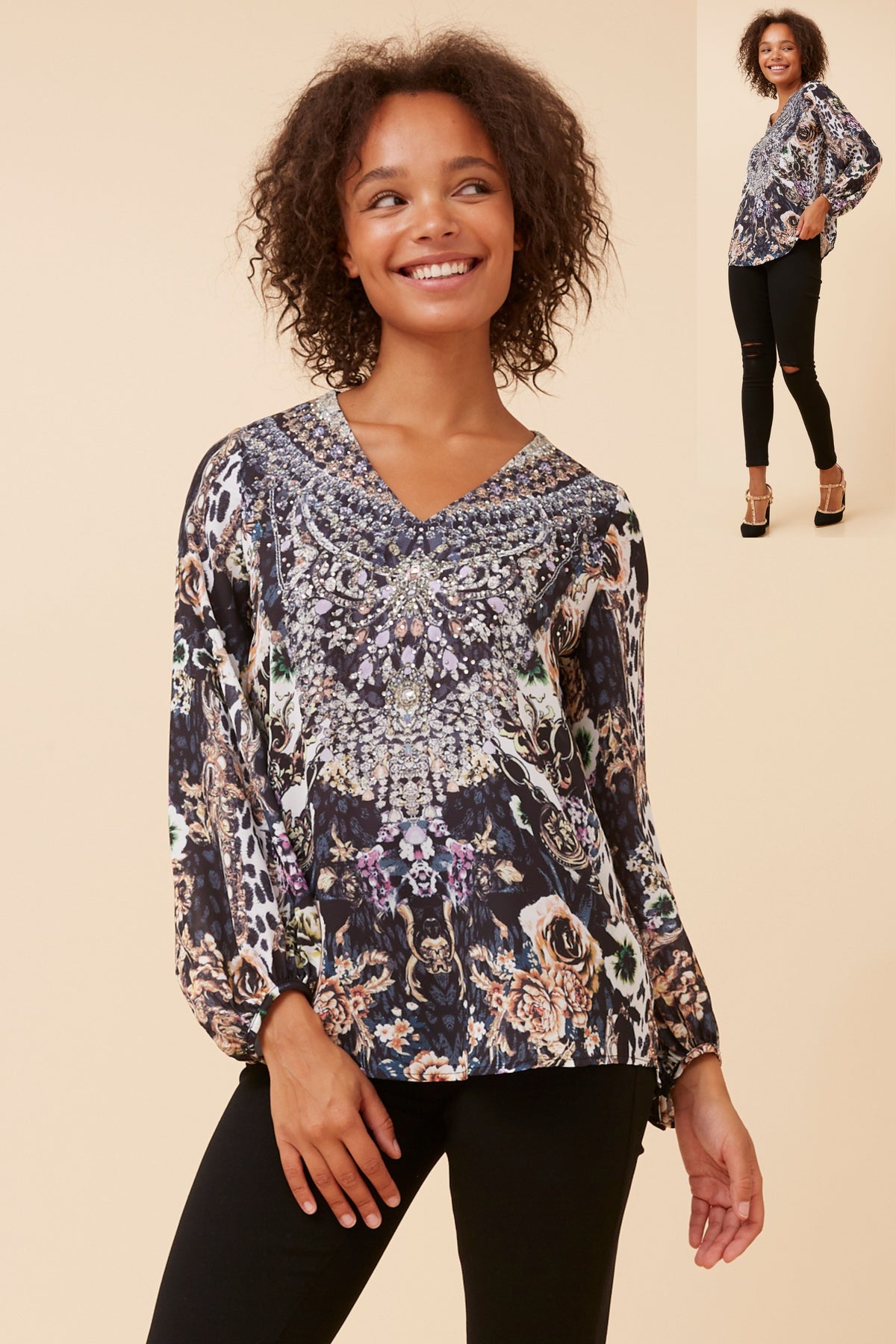 Belina Diamante Blouse T522159 Black