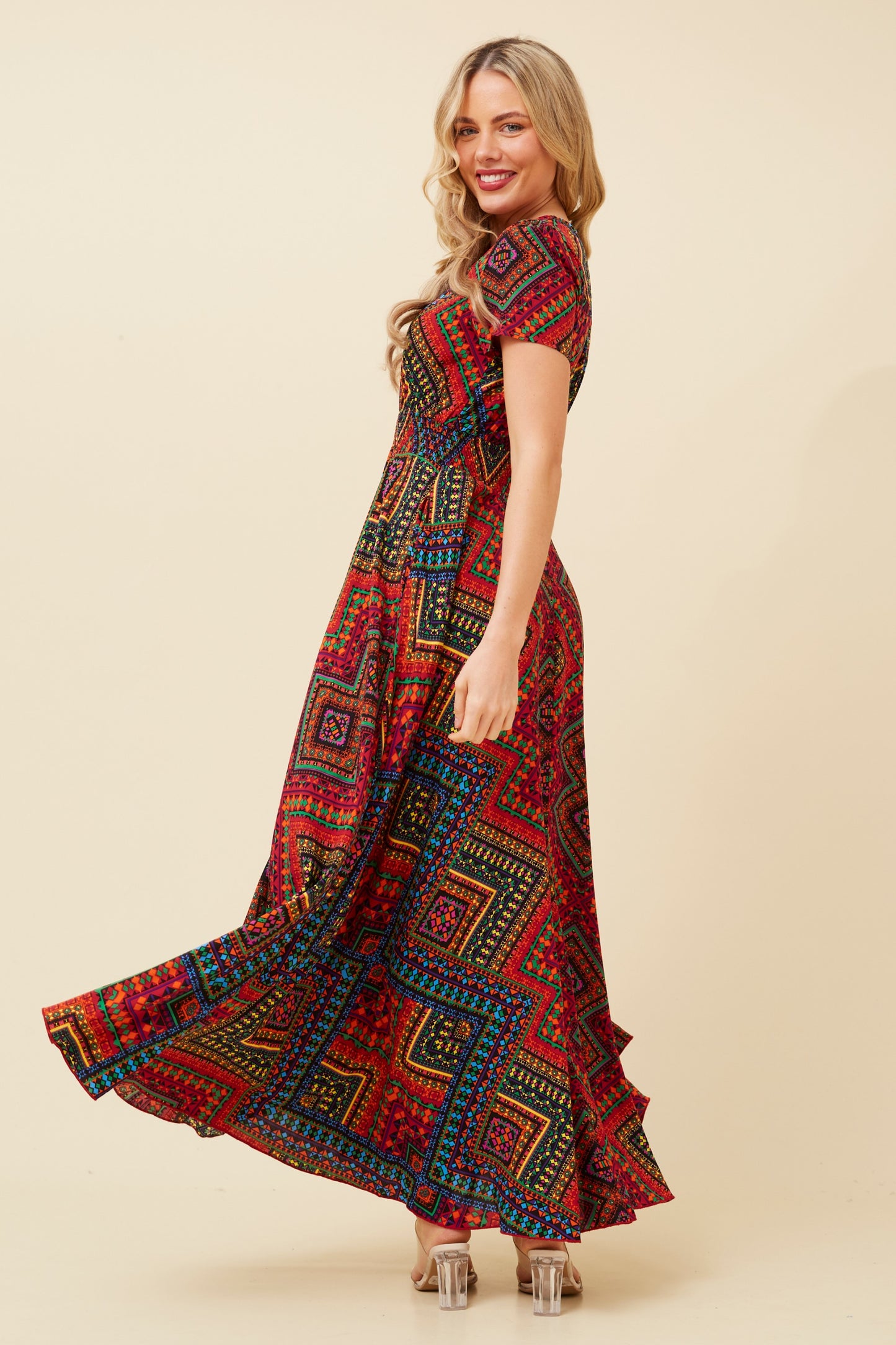 Indi Abstract Printed Maxi Dress - D510081