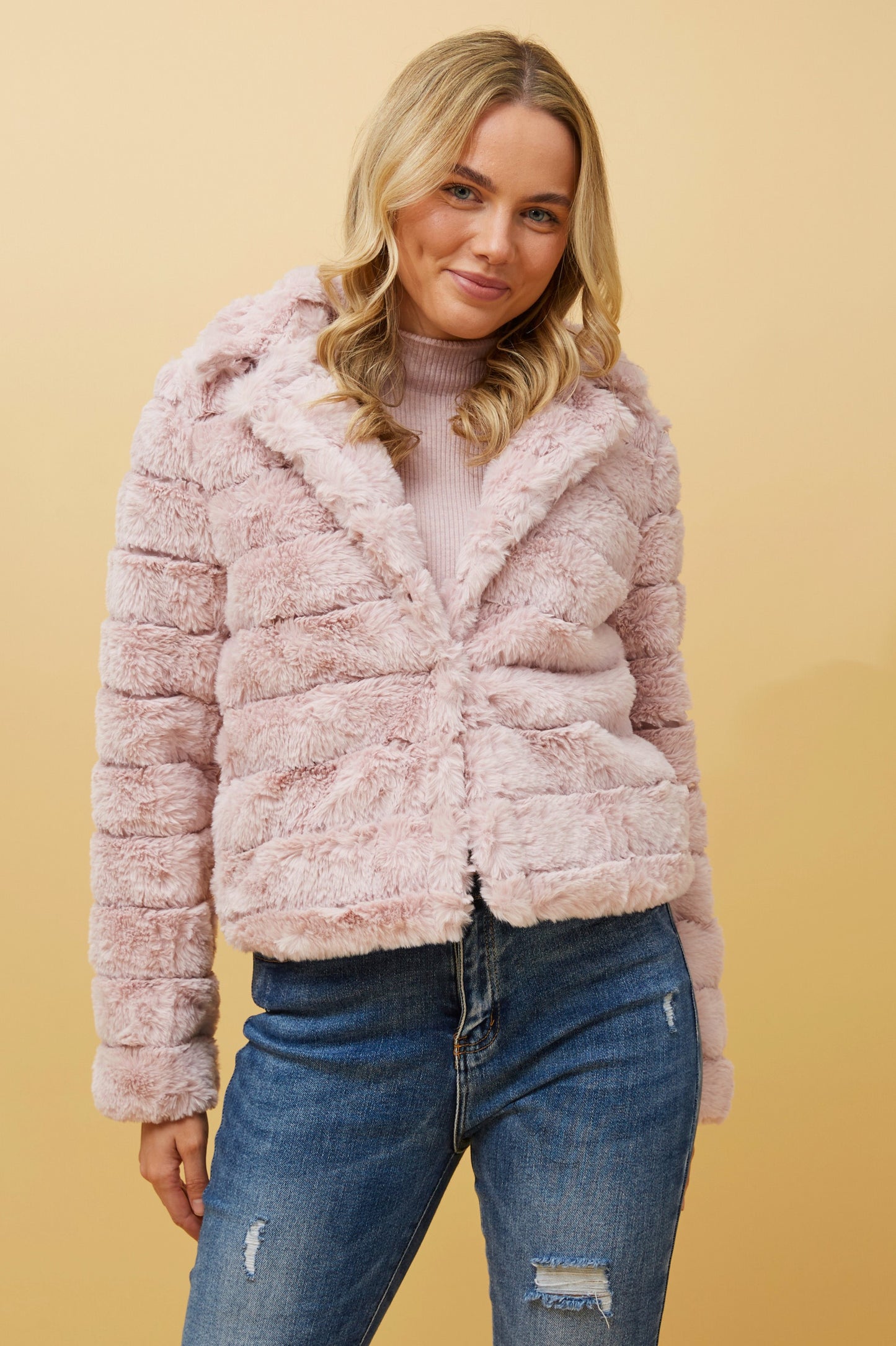 Ava Faux Fur Jacket J511031 Blush