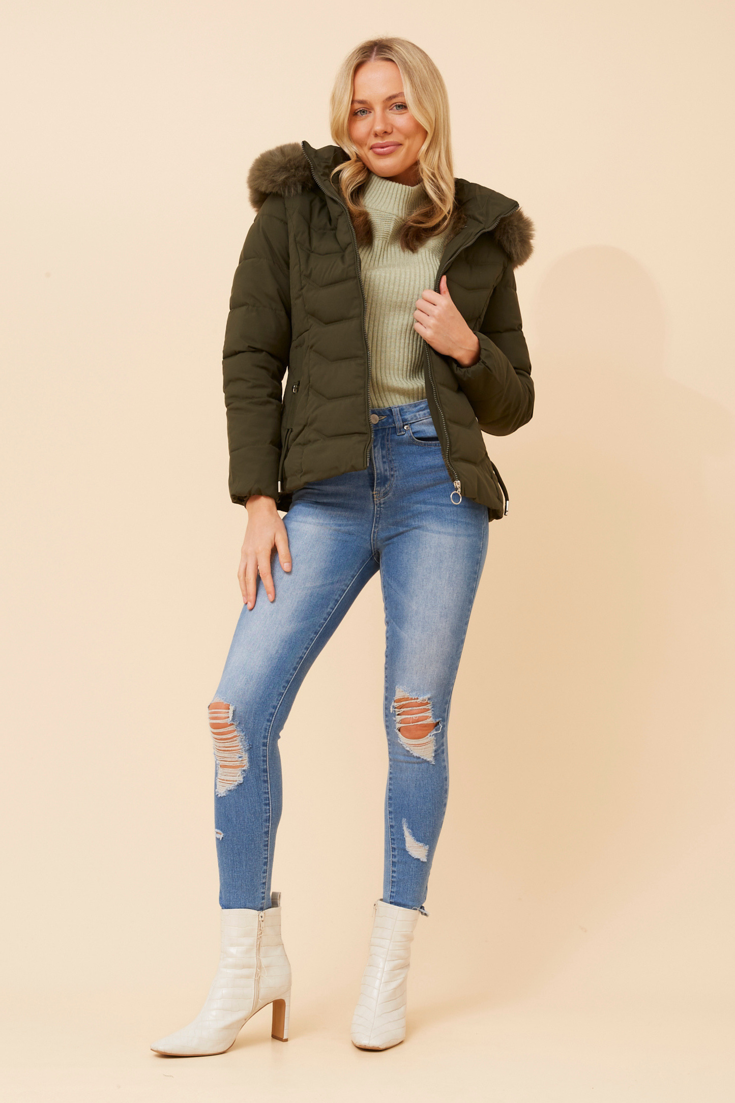 Poppy Puffer Jacket J517300 Khaki