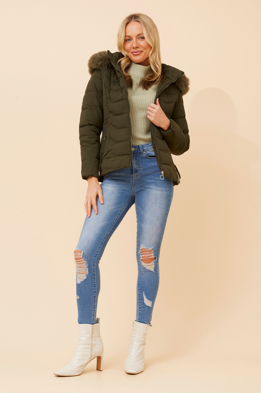 Poppy Puffer Jacket J517300 Khaki