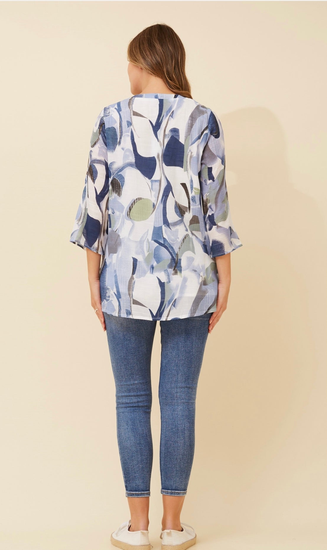 Edie Floral Print Button Top - Blue T520603