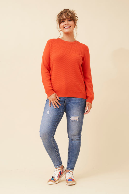 Vela Pattern Printed Jumper KP522530 Orange