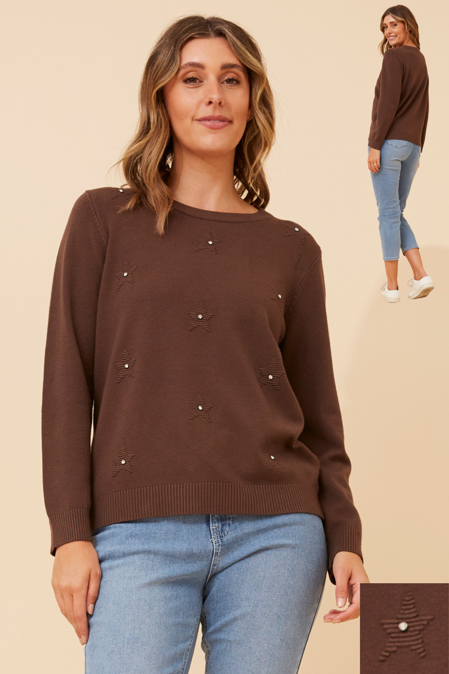 Berita Pearl Detail Knit KP525906 Chocolate