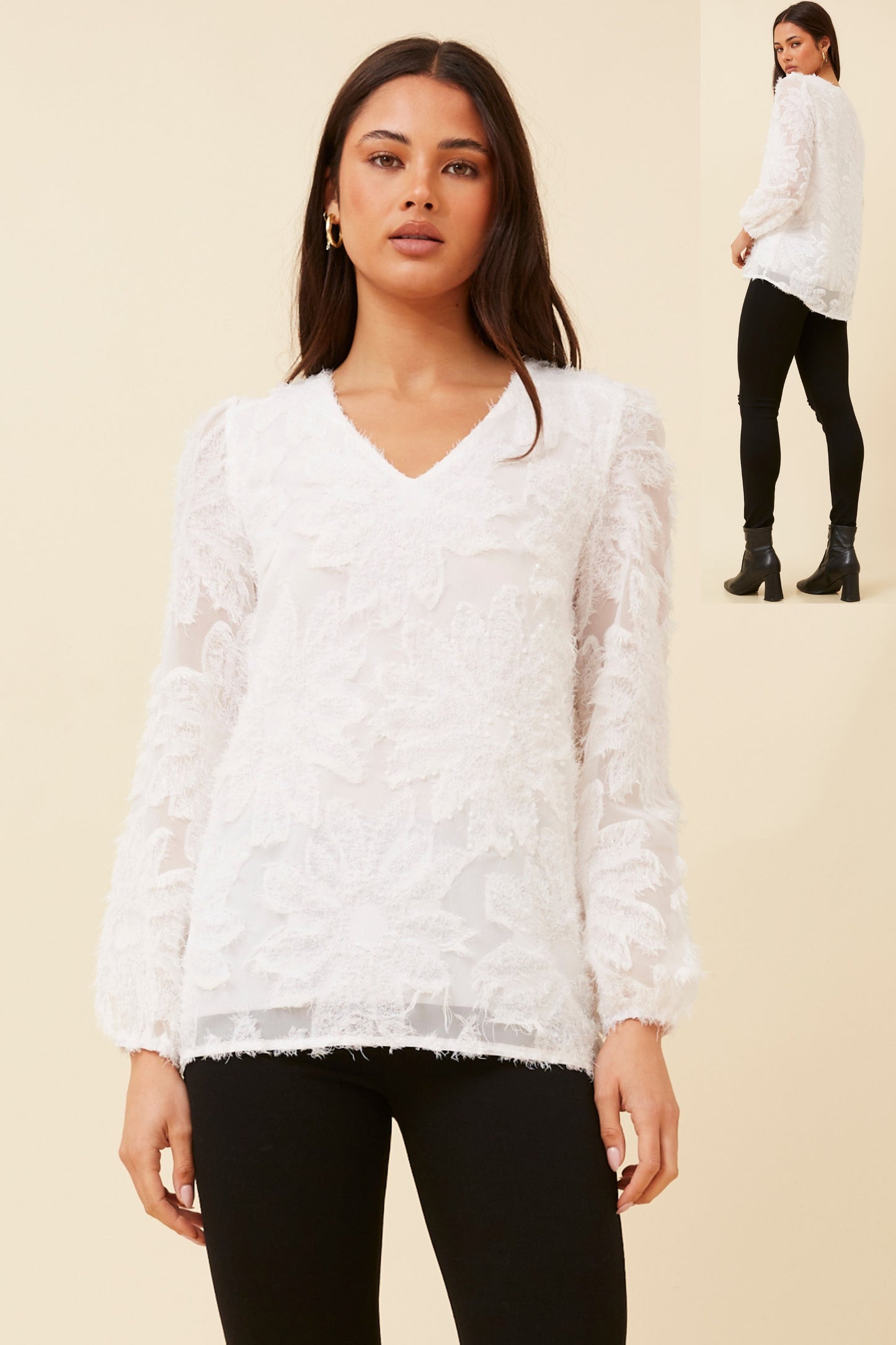 Azra Floral Pattern Blouse T733982 White