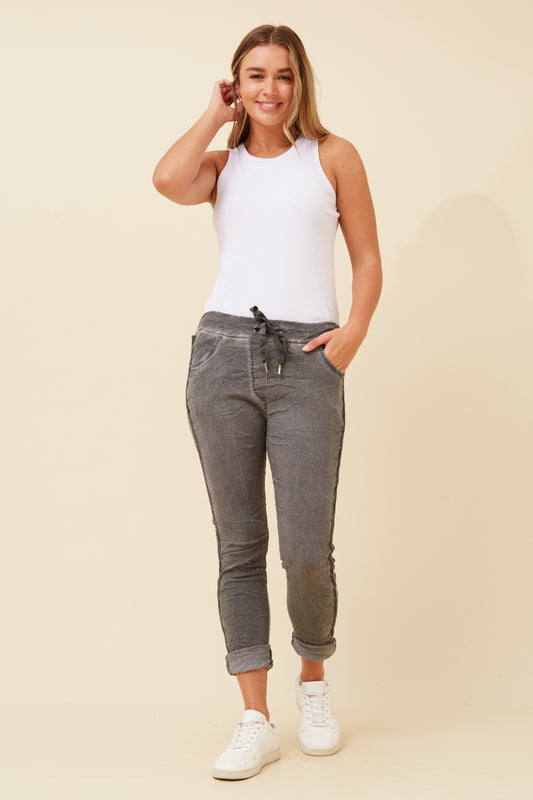 Diamante Detail Italian Pants P516408 Dark Grey