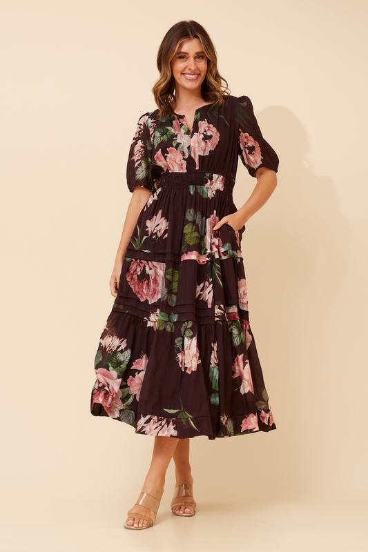 Emberly Floral Dress D737206 Eggplant