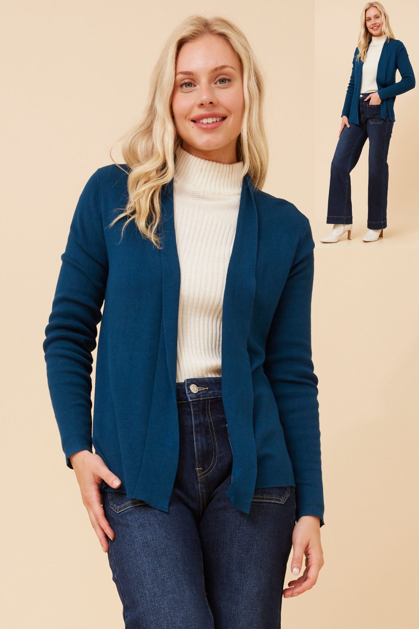 Shawl Collar Cardigan KC521966 Teal