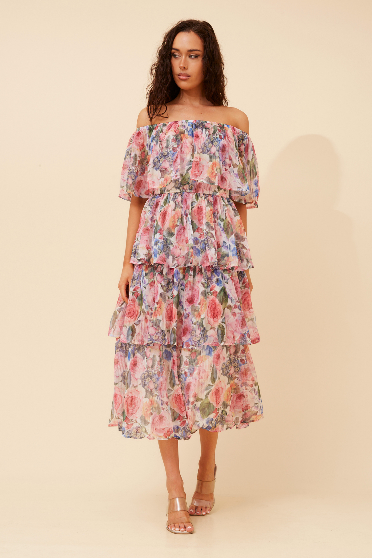 Valena Floral Dress D179881 Multi White