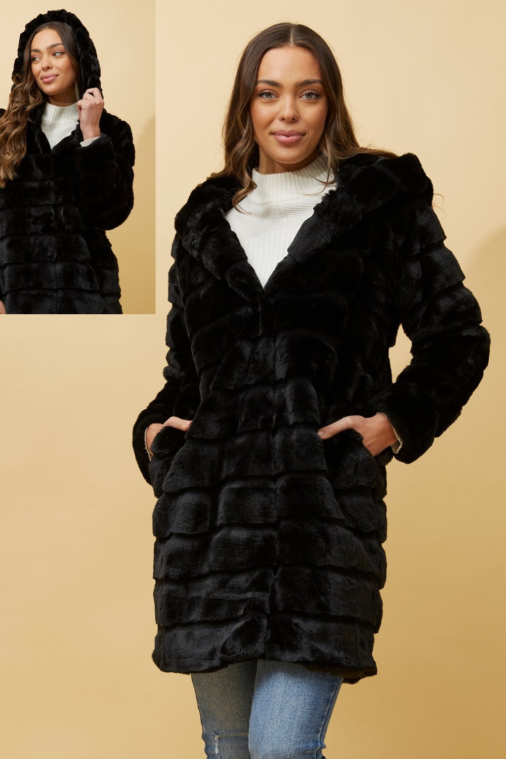 Sanna Faux Fur Coat Black CO508794