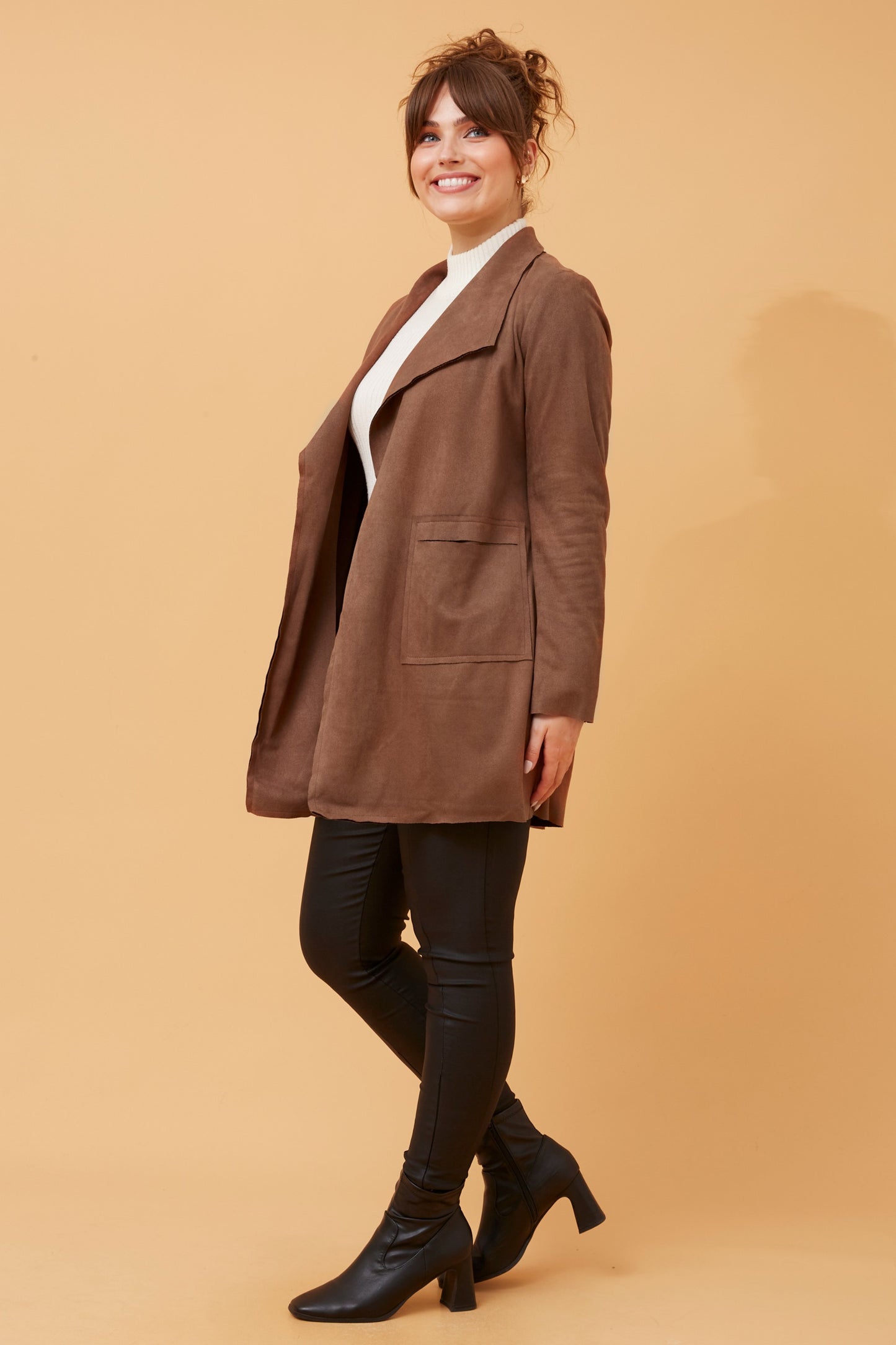 Hilton Faux Suede Coat Cinnamon CO512377