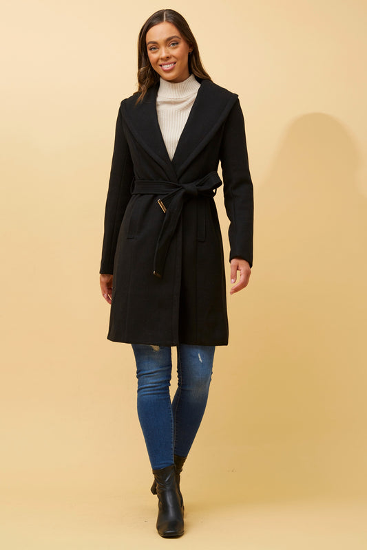 Shannon Shawl collar Knee length Coat CO512729