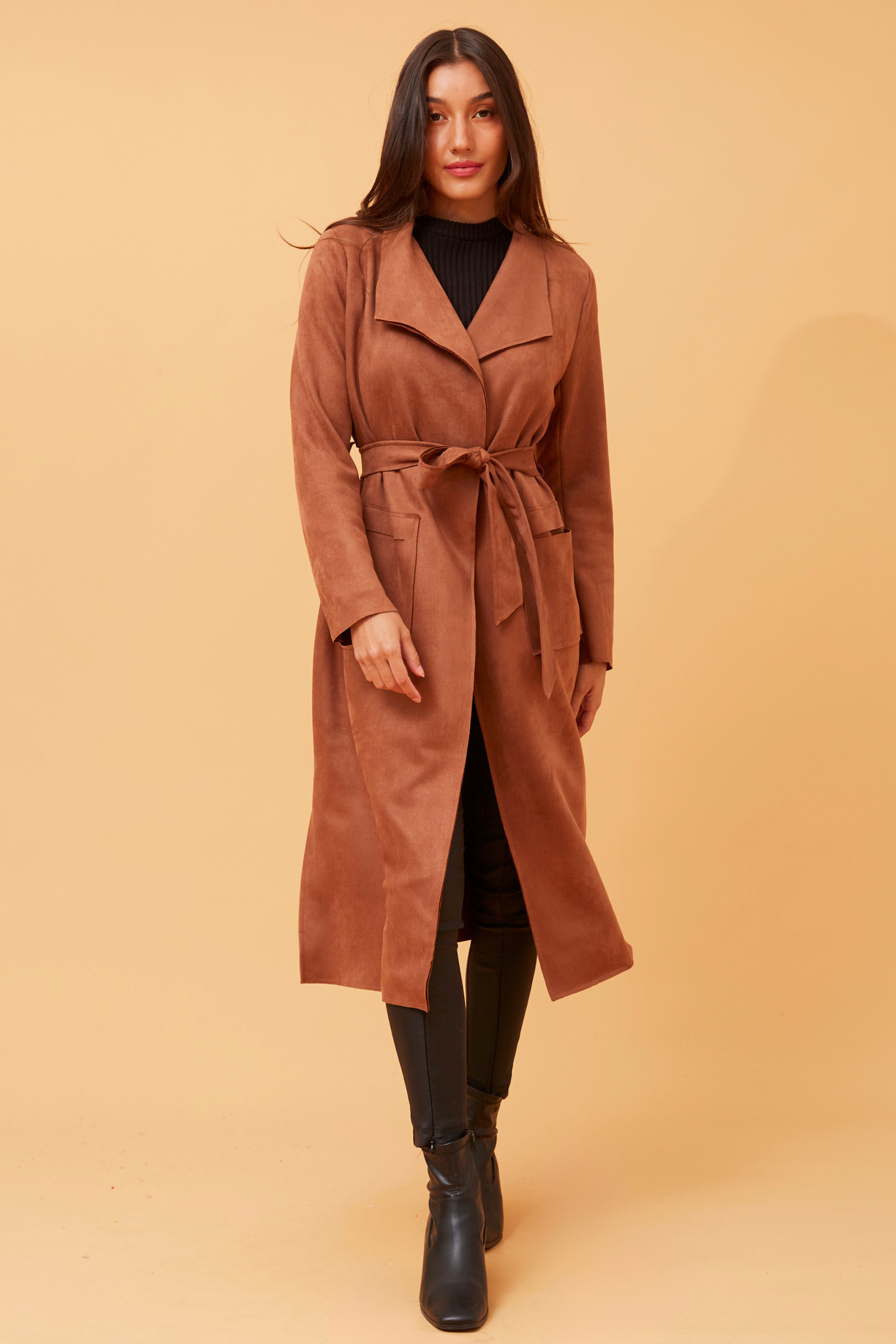 Faux Sued Coat with patch pockets C0515889