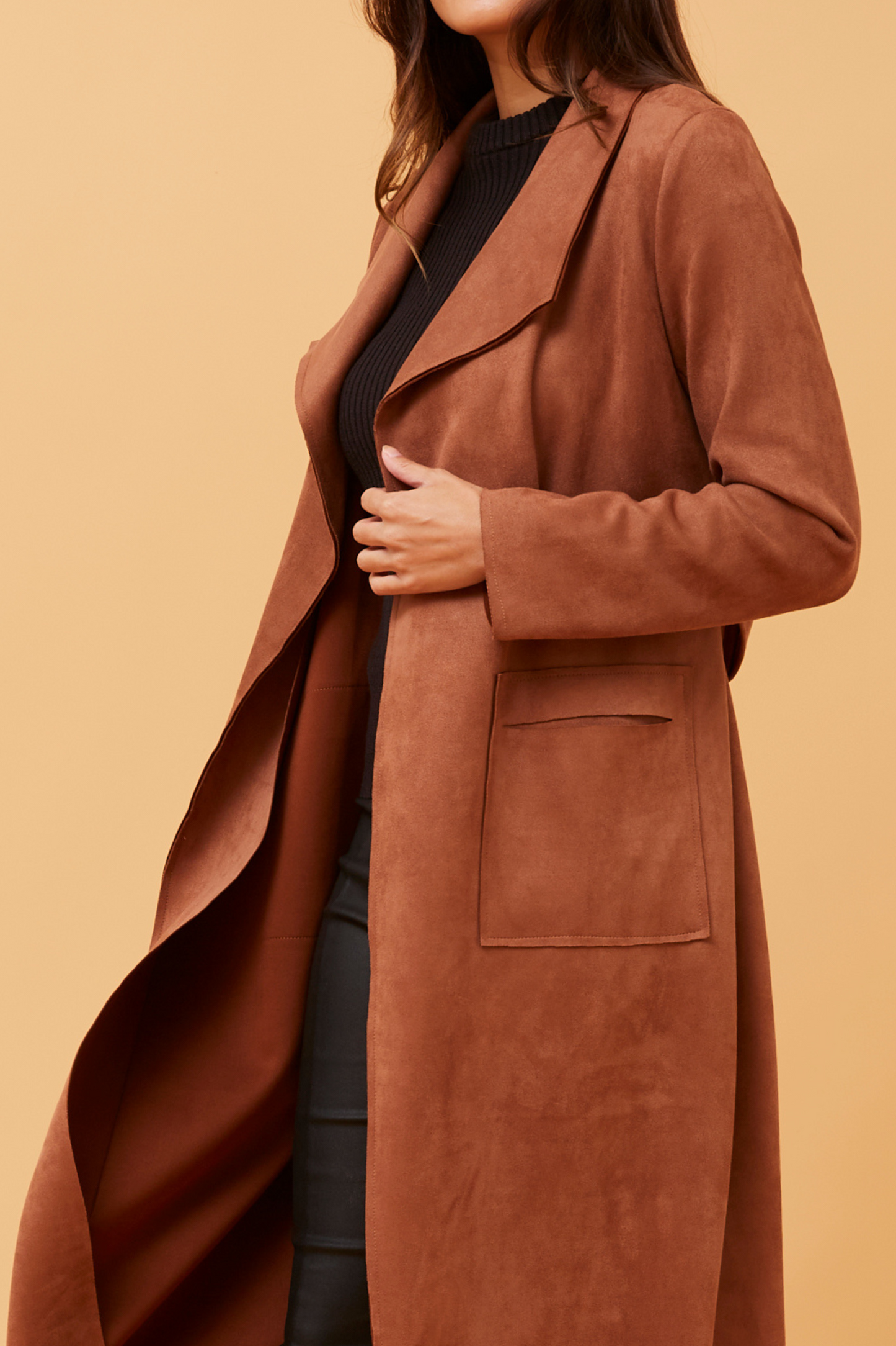 Faux Sued Coat with patch pockets C0515889