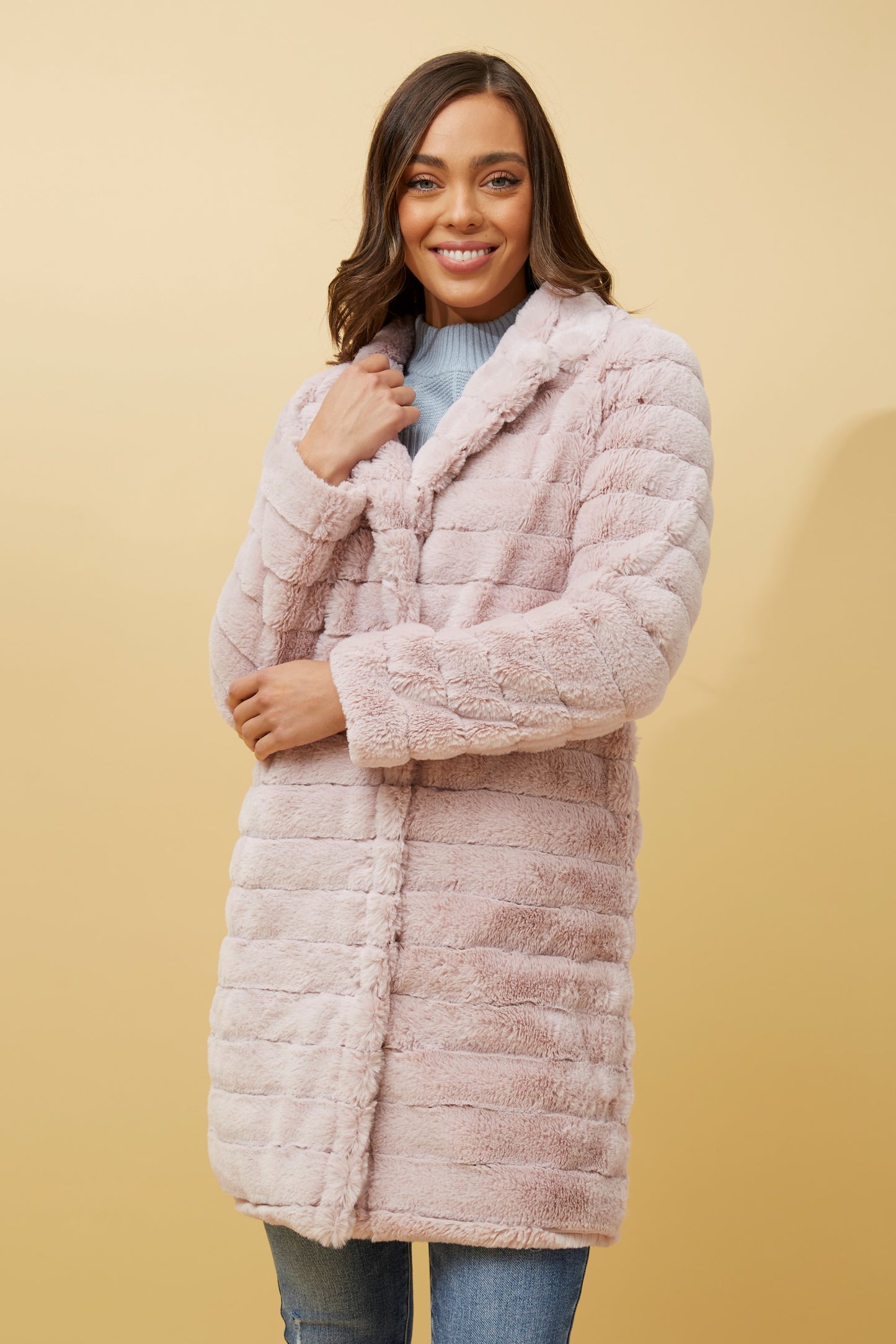 Sanna Faux Fur Coat - Blush