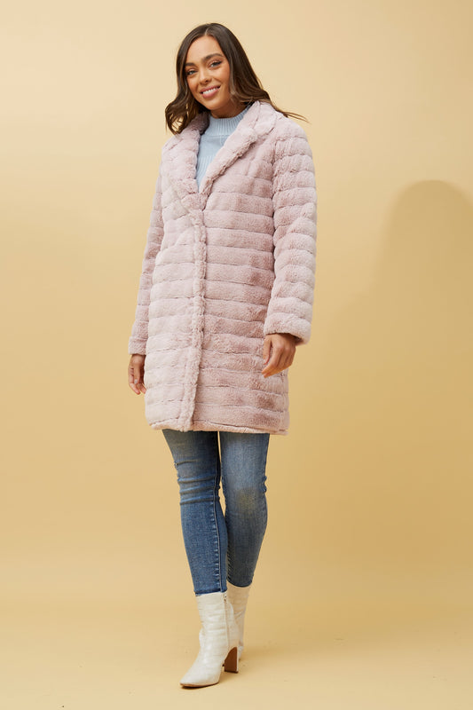Sanna Faux Fur Coat - Blush