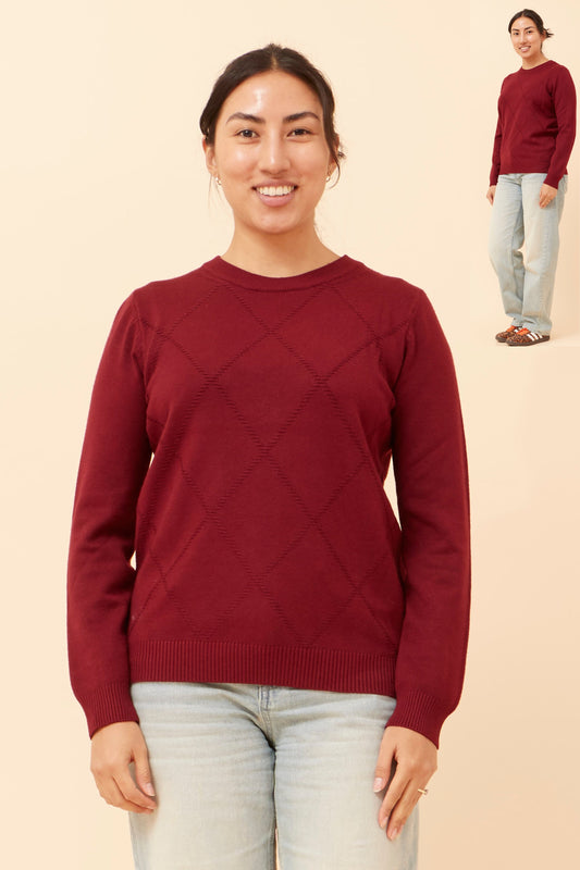 Amyra Diamond Pattern Knit KP522534 - Red Dahlia