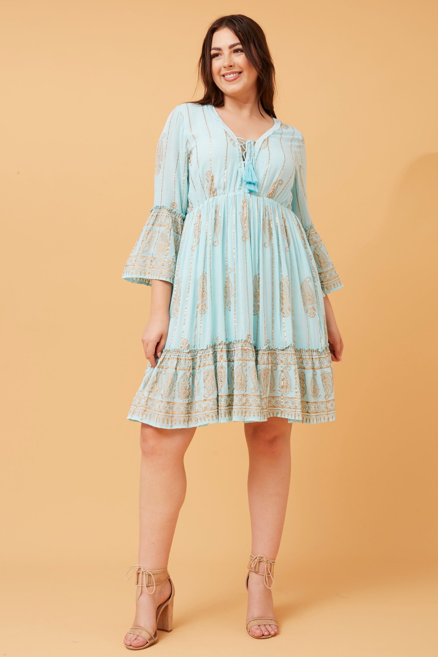 Indiana Boho Knee Dress - Blue D167756