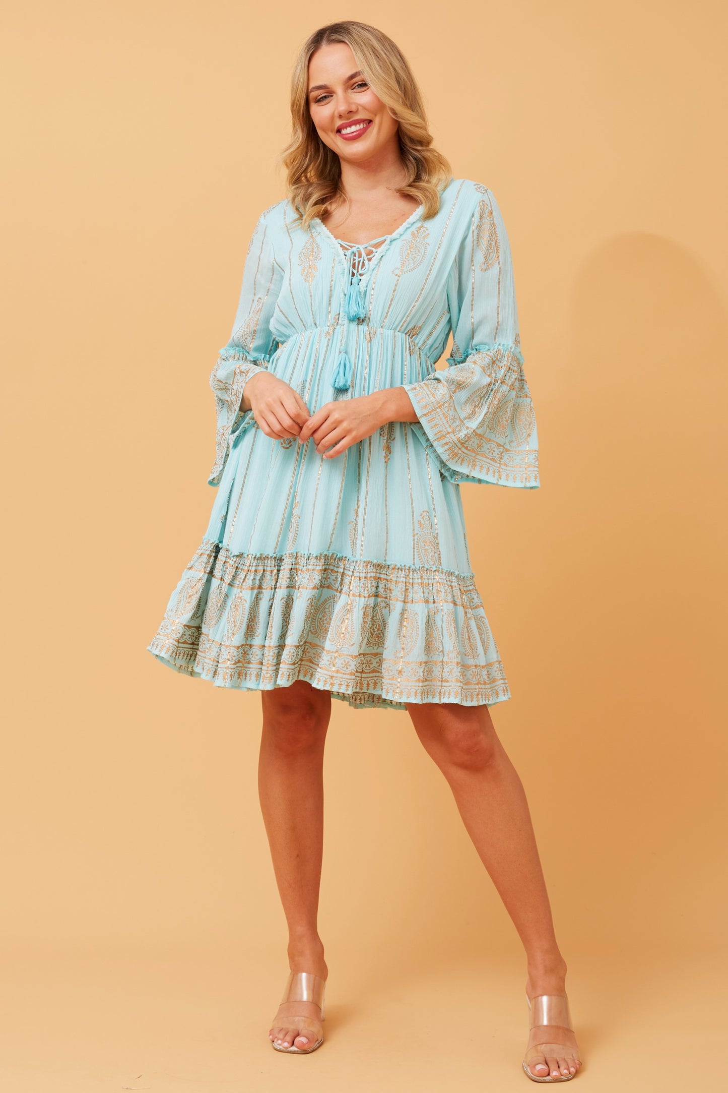 Indiana Boho Knee Dress - Blue D167756