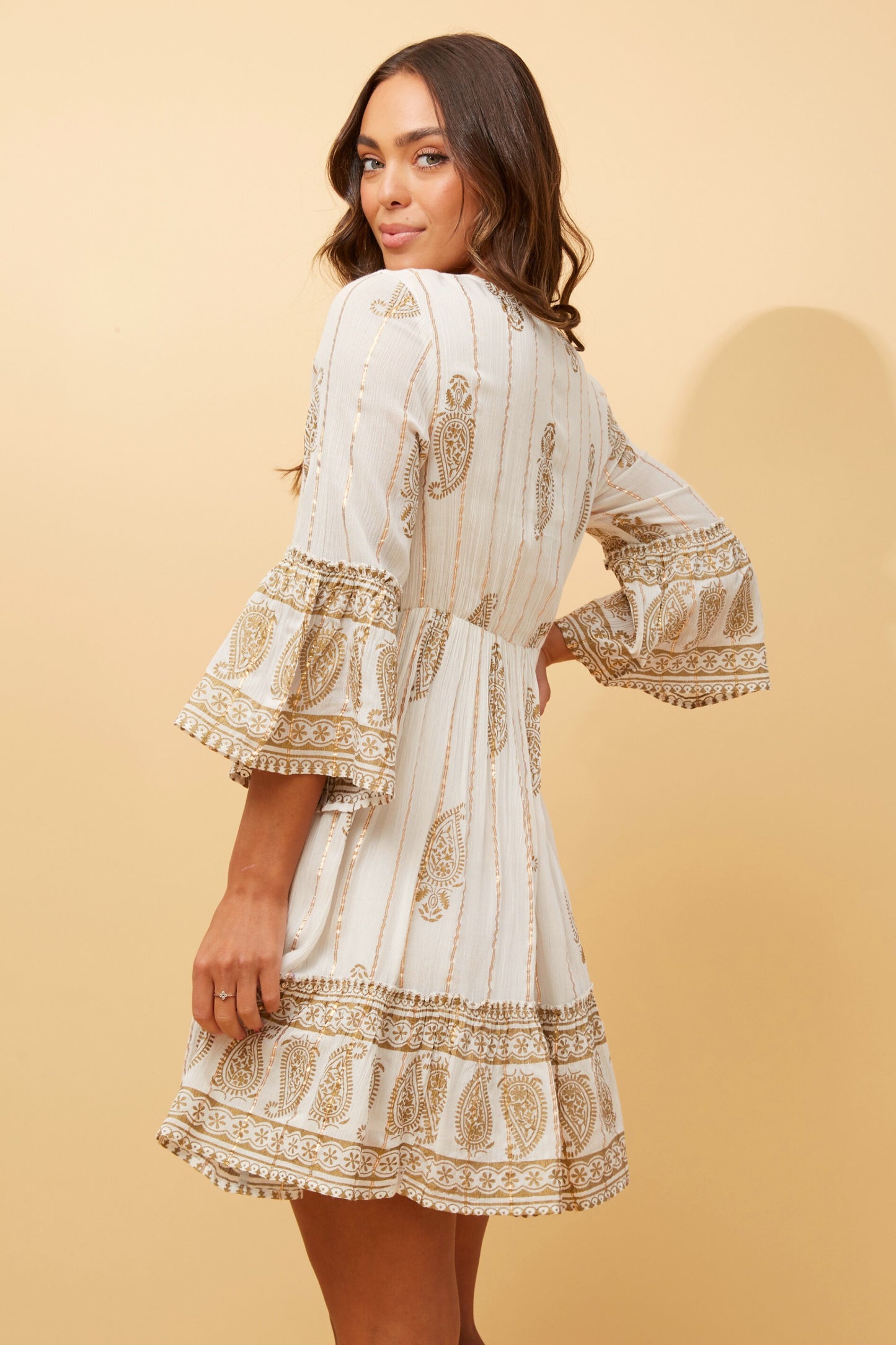 Indiana Boho Knee Dress - White D167756