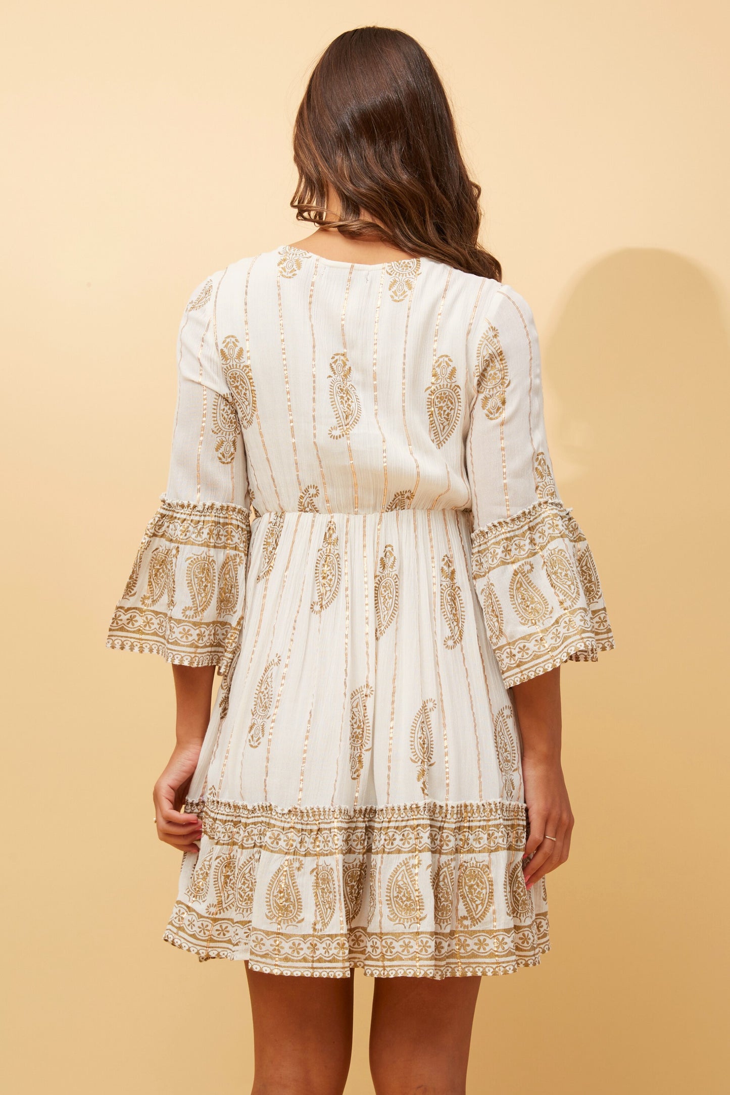 Indiana Boho Knee Dress - White D167756