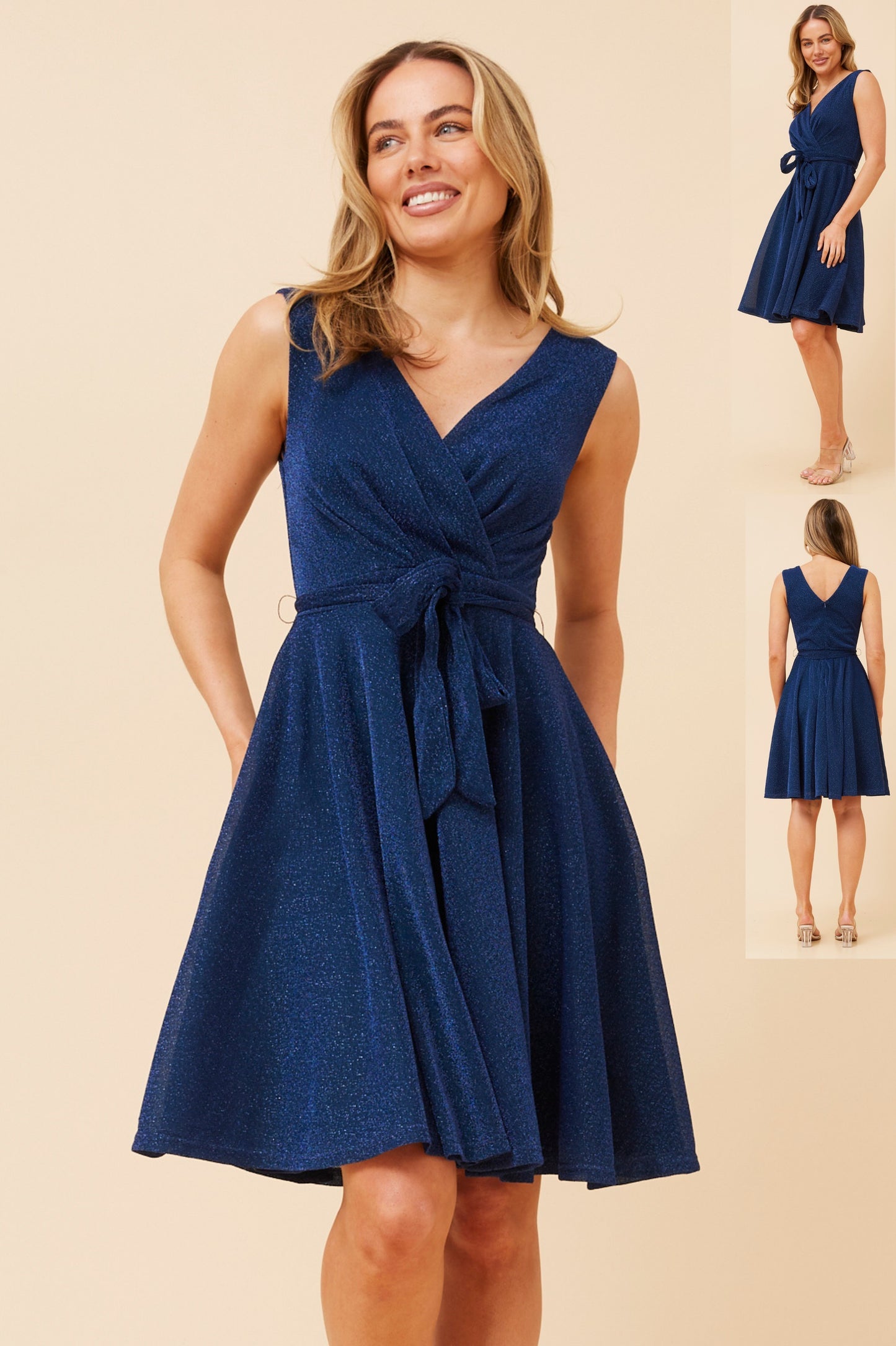 Sarah Glitter Party Dress - Navy D509693