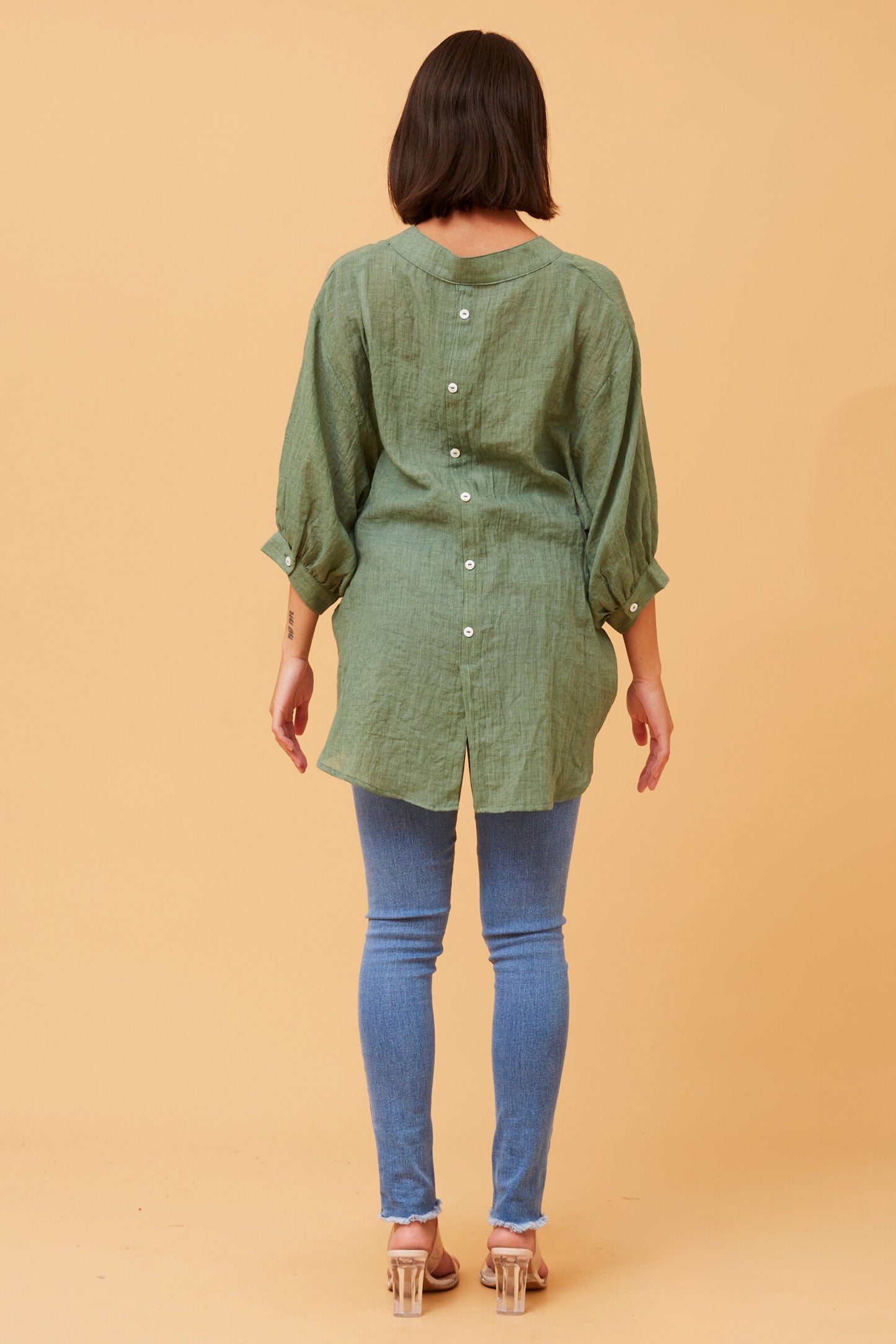 Rosa Shirt with Back Button Detail - Green T511586