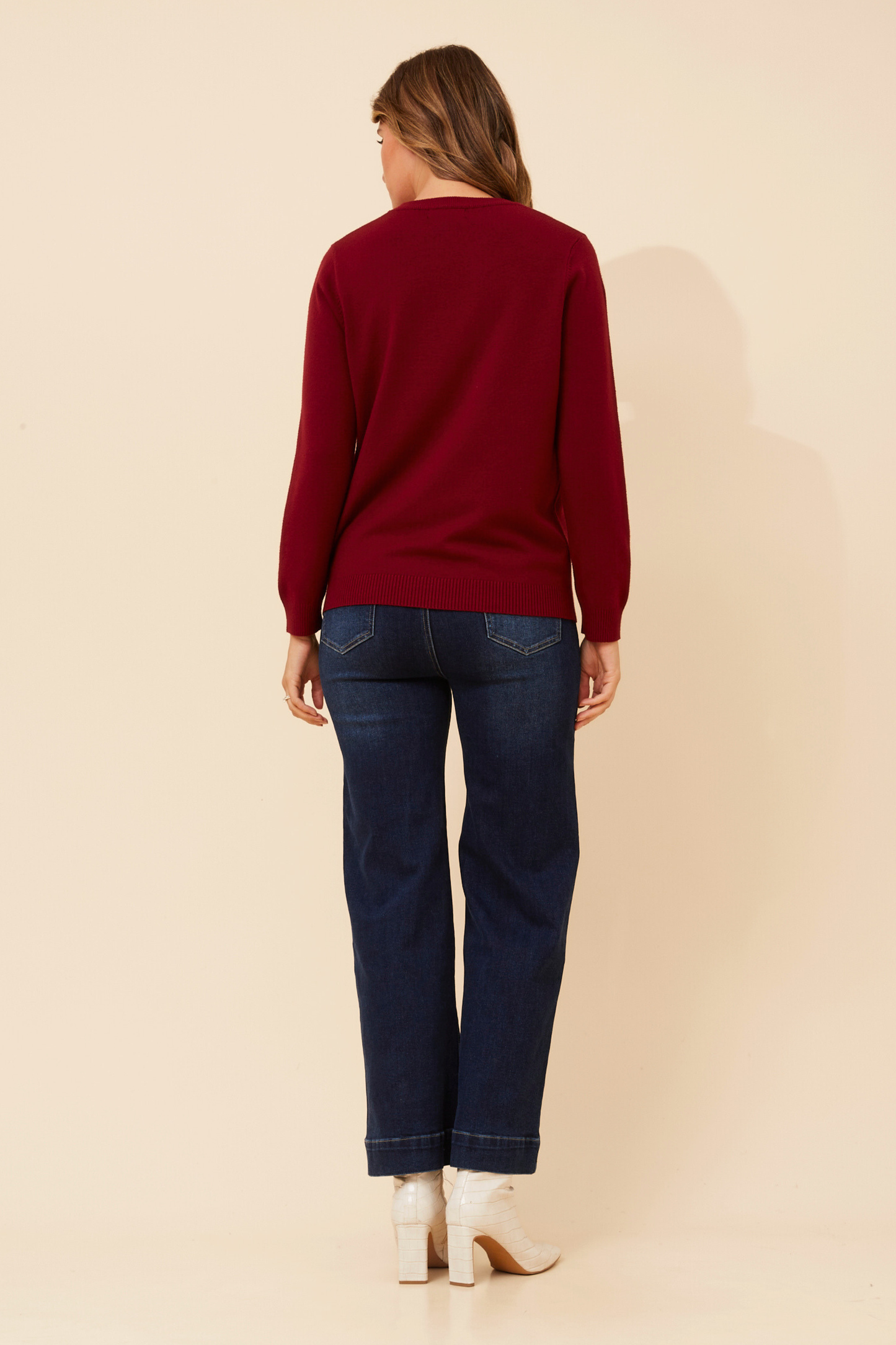 Gracie Pearl Detail Knit KP525903 Burgundy