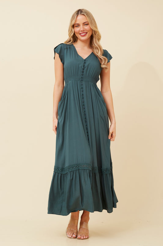 Willa Maxi Dress - Forest Green D509360