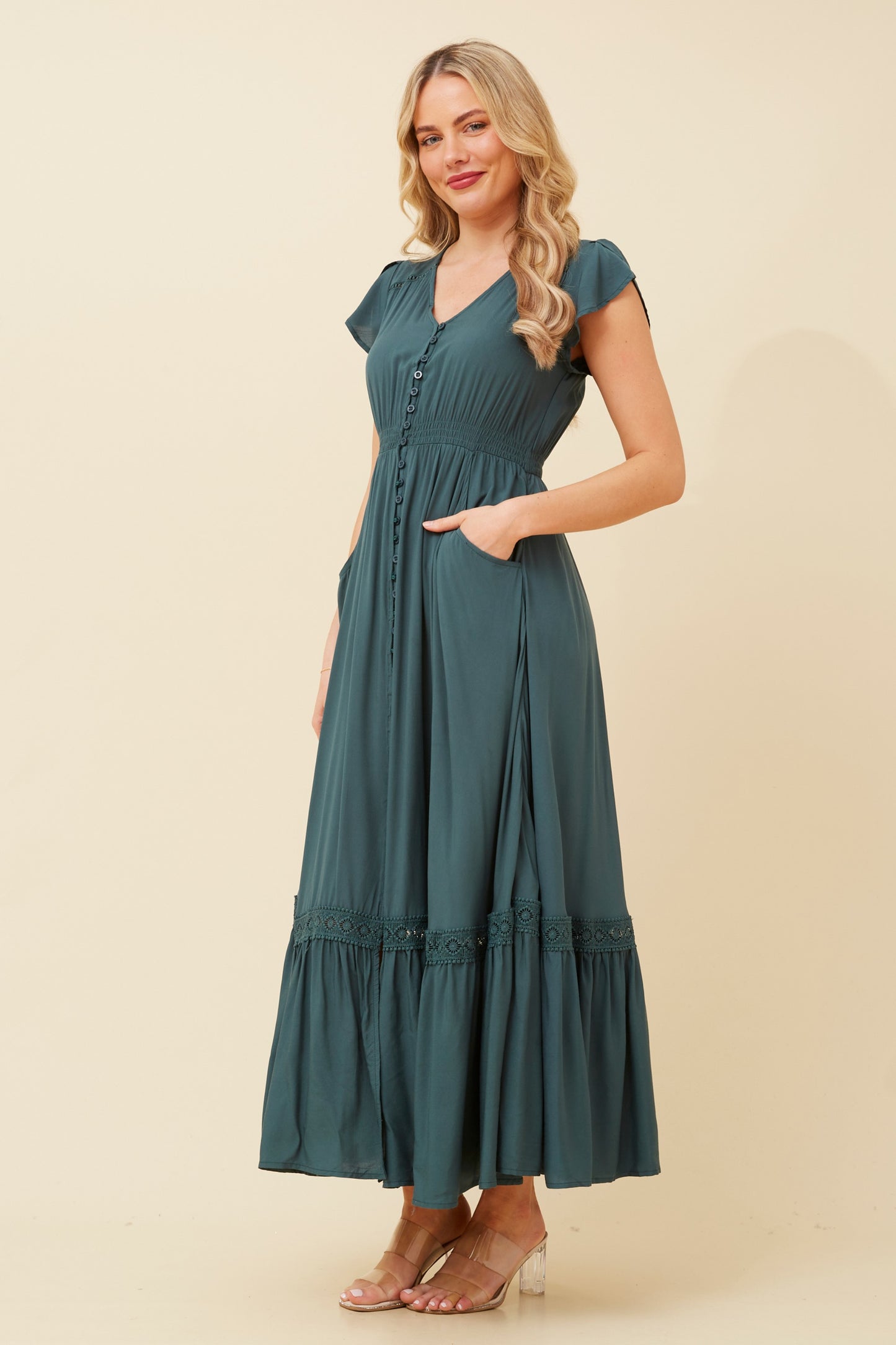 Willa Maxi Dress - Forest Green D509360