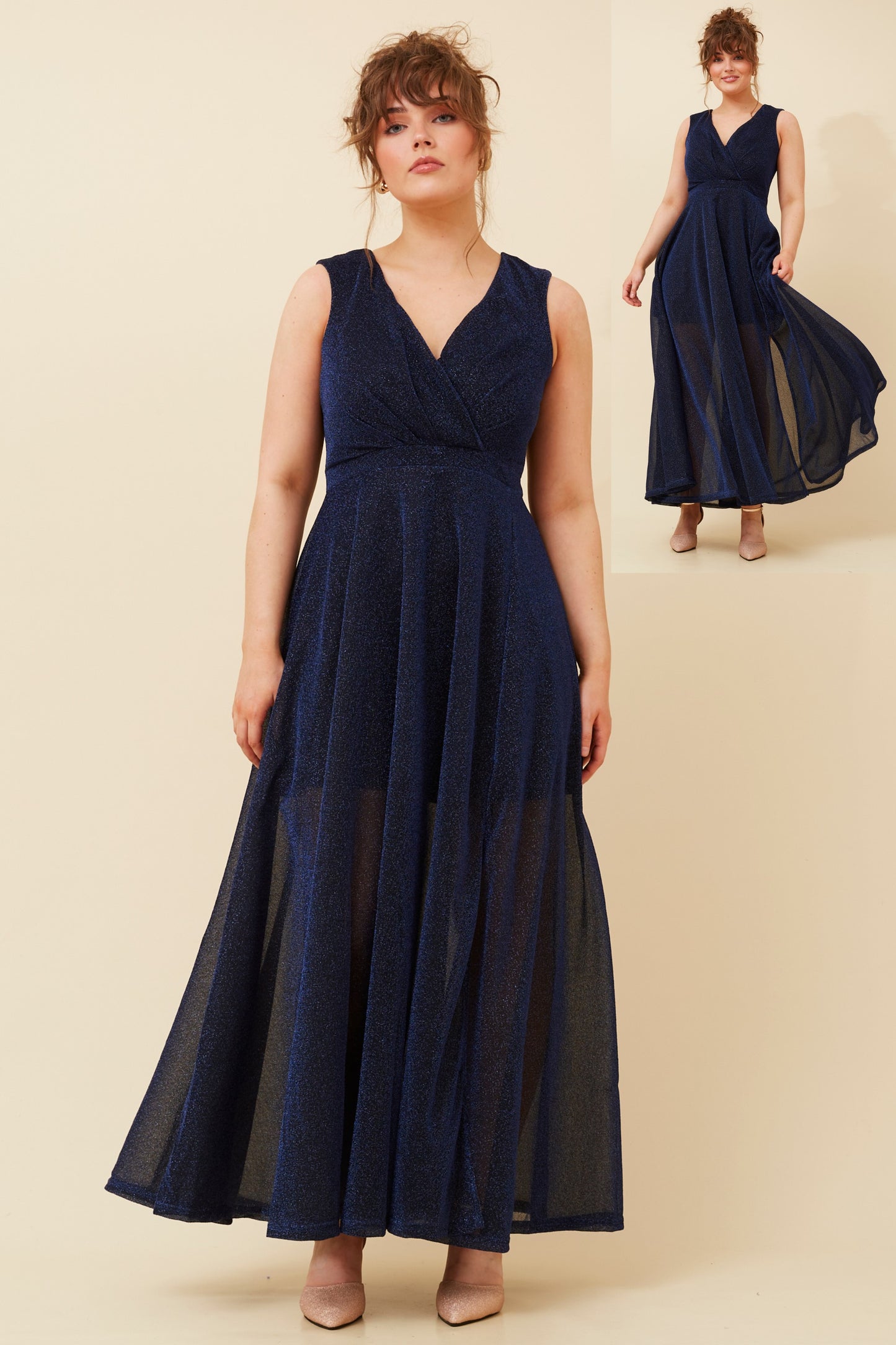 Sanem Glitter Party Dress - Navy D509692