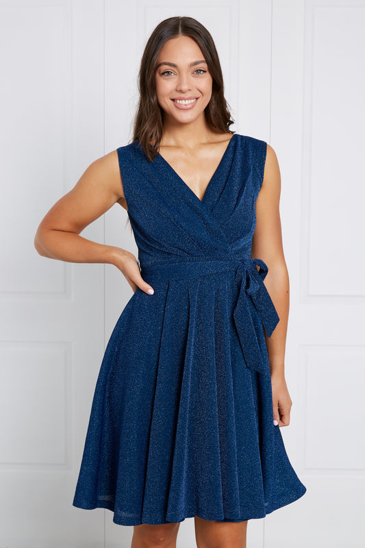 Sarah Sleeveless Glitter Dress - Navy D509693