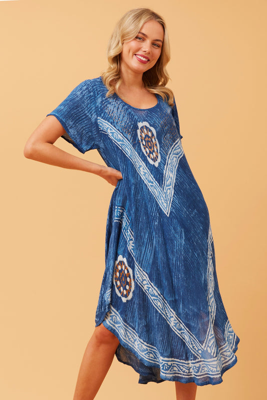 Umbrella Midi Dress D510934- Multi Blue