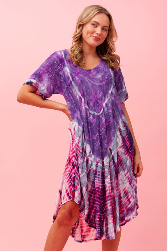 Umbrella Midi Dress D511058- Multi Lilac